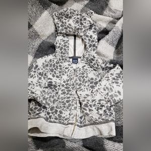 Baby GAP Toddler Hoodie size 4, grey cheetah with ears & pockets